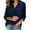 *Navy, variant on VBVC Women's 3/4 Sleeve Button Down Blouse , Classic Collared V Neck Shirt For Women , Ladies' Loose Fit Work Tops with Pockets, *Army Green , Large