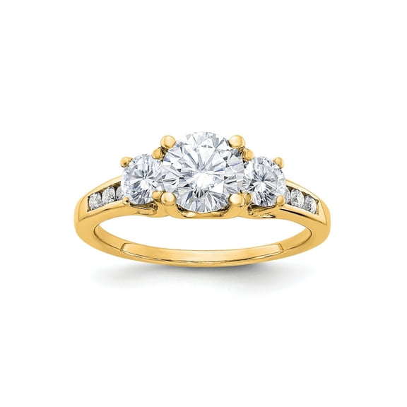 FJC Finejewelers 14 kt Yellow Gold 1.50 ct. Three Stone with Sides G H I True Light Moissanite Engagement Ring