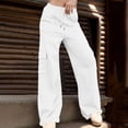 thumbnail image 2 of QQZ Flowy Wide Leg Cargo Joggers Pants For Women, Elastic Waist Drawstring Casual Track Pants, Daily Lounging Weekend Travel Outfits, 2 of 8