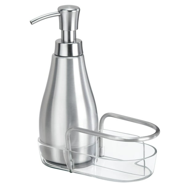 iDesign Metro Aluminum Soap Pump Caddy, Clear/Brushed ...