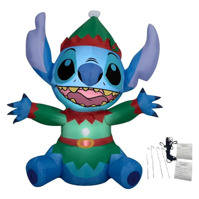 Muñeco inflable Stitch elfo con luz LED de 137 cm