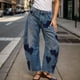 thumbnail image 4 of WILLBEST Pantalones Casuales elegantes para Mujer: Vaqueros Barril de Tiro Medio con Estampado de Corazones y Tobillos Holgados. Chica, 4 of 7