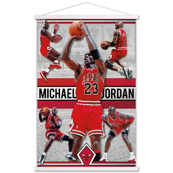 Michael Jordan - Collage Wall Poster with Wooden Magnetic Frame, 22.375" x 34"