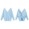 thumbnail image 1 of Women's Two Piece V Neck Knotted Over Open Back Knit Sweater Topdacron, 1 of 4