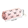 thumbnail image 2 of Quilted Bow Pencil Pouch Large Capacity Soft Stationery Storage Bag for Brushes Pencils and Travel Makeup Blue, 2 of 3