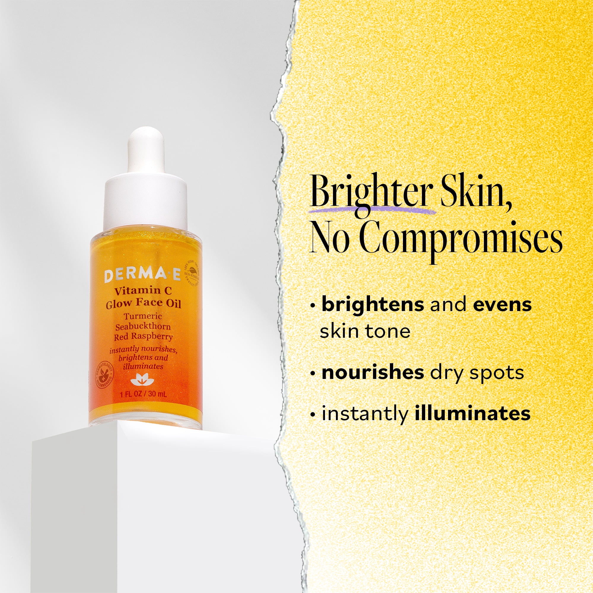 Derma E Vitamin C Glow Face Oil with Turmeric, 1 fl oz