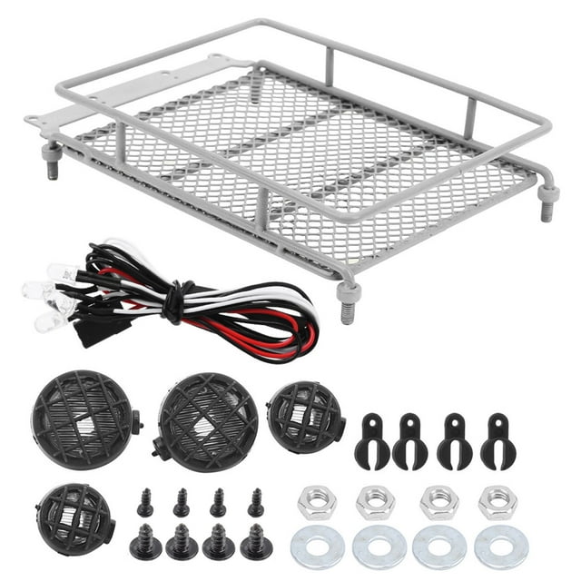 Khall RC Metal Roof Rack,Metal Roof Rack Luggage Carrier with LED Light Fit for MN 1/12 RC Crawler MN90 / MN90K,RC Roof Rack with LED