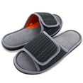 thumbnail image 7 of Mens Slippers,Slippers with Adjustable Hook Loop Closure for Indoor Outdoor Wear All Day Comfort Soft Sole Warm Slides,Slippers for Men,Grey,9-10, 7 of 7