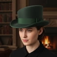 thumbnail image 7 of Vjnyvs Wool Top Hat Unisex Asymmetric Top Hat Victorian Magician Hat Gentlemen Hat Jazz Cap for Men Women Accessory, 7 of 7