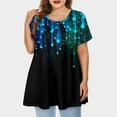 thumbnail image 2 of Mlqidk Plus Size Womens Tops 4x-5x Plus Size Womens Classy Tops Crew Neck Ethnic Floral Print Short Sleeve Tops Dressy Casual Tunics 4x Womens Plus Size Clothes Royal Blue XL, 2 of 5