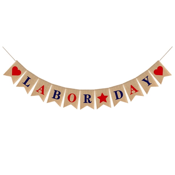 1pc Día del Trabajo Lino Banner Partido Decoración Decorativa Garland Party Suministros para el hogar Decoración del hogar