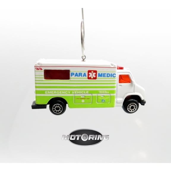 White Ambulance Paramedic Car Rare Christmas Ornament Diecast