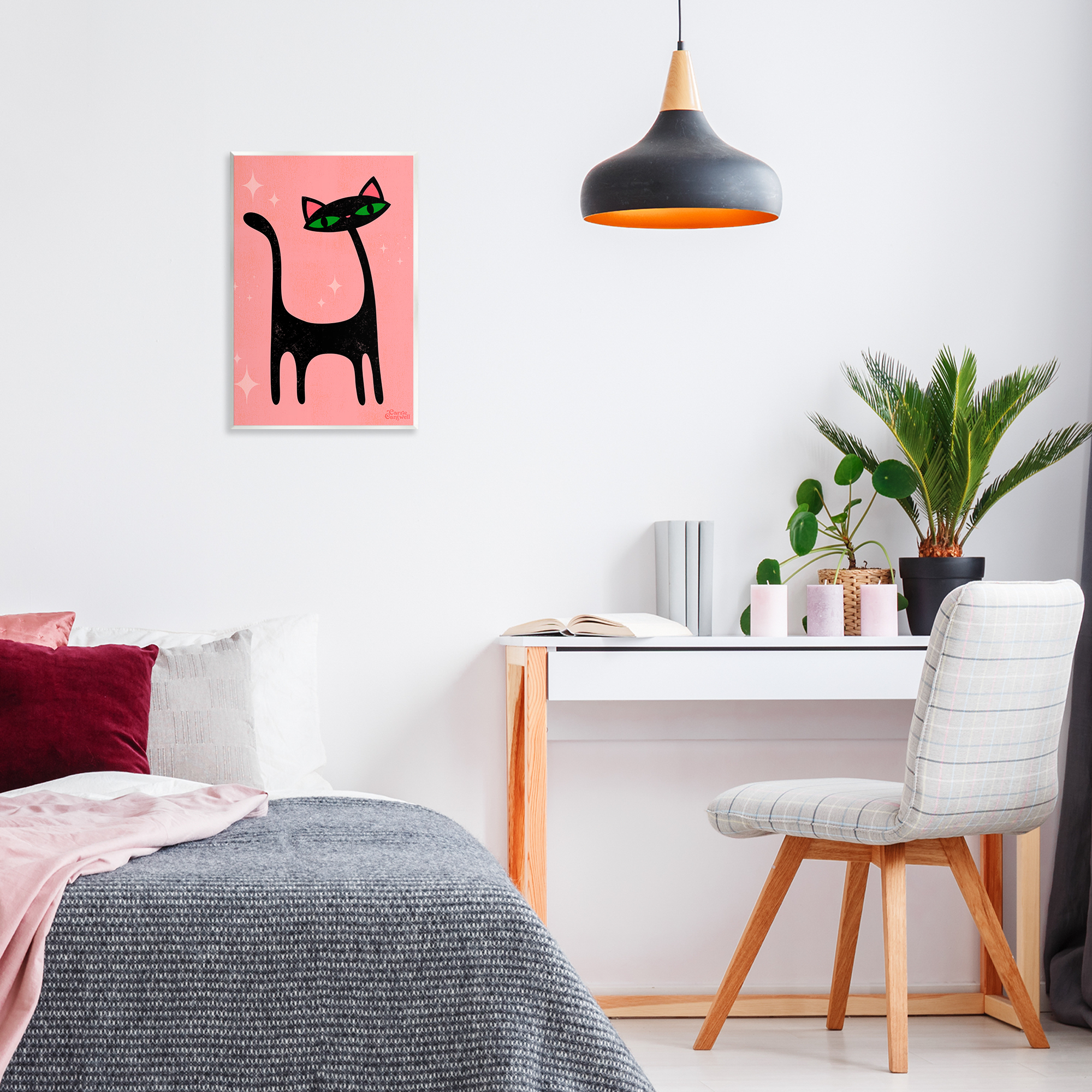 Stupell Industries Retro Black Cat Animals & Insects Painting Unframed Art Print Wall Art, 13 x 19
