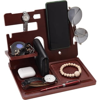 Robomanor Houten Telefoon Docking Station Sleutelhouder Portemonnee Stand Horloge Nachtkastje Organizer Mannen Man Vrouw Verjaardag Papa Verjaardagscadeaus voor Mannen Nachtkastje Mannelijke Idee Robomanor Houten Telefoon Docking Station Sleutelhouder Portemonnee Stand Horloge Nachtkastje Organizer Mannen Man Vrouw Verjaardag Papa Verjaardagscadeaus voor Mannen Nachtkastje Mannelijke Idee