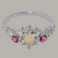 thumbnail image 6 of LBG British Made 14k White Gold Ring with Natural Opal & Pink Tourmaline Womens Anniversary Ring - 33 size options - Size 4, 6 of 9
