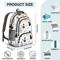 thumbnail image 5 of Cat and Fishbone Meow White Pattern Backpack for School, Cute School Bag with Adjustable Shoulder Straps and Padded Back, 16.9"x12.6"x5.9", 5 of 5