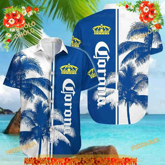Corona Extra Funny Hawaiian Shirt, Summer Outfits For Men 2 Piece Sets
