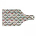 thumbnail image 1 of Tribal Cutting Board, Vibrant Triangle Watercolor Timeless Hand Drawn Doodle Pattern, Decorative Tempered Glass Cutting and Serving Board, Wine Bottle Shape, Orange Jade Green Pink, by Ambesonne, 1 of 1