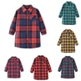 thumbnail image 2 of Zecgelong Girls Toddler Plaid Pleated Mini Dress Button Down Plaid Flannel Shirts Long Sleeve Casual Dress Size 18-24 Months, 2 of 5