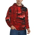 thumbnail image 2 of Pofeuu Abstract Red Textured Canvas Print Mens Casual Hooded Collar Drawstring Hoodies Pullover Sweatshirts Casual Long Sleeve Shirts-X-Large, 2 of 7