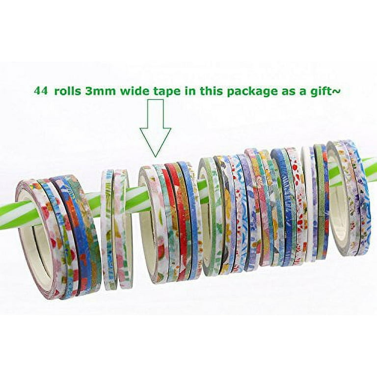 AAPOZZ 48 Rolls Washi Tape Set - 8mm Wide Decorative Masking Tape, Colorful  Flower Style Design for DIY Craft Scrapbooking Gift Wrapping