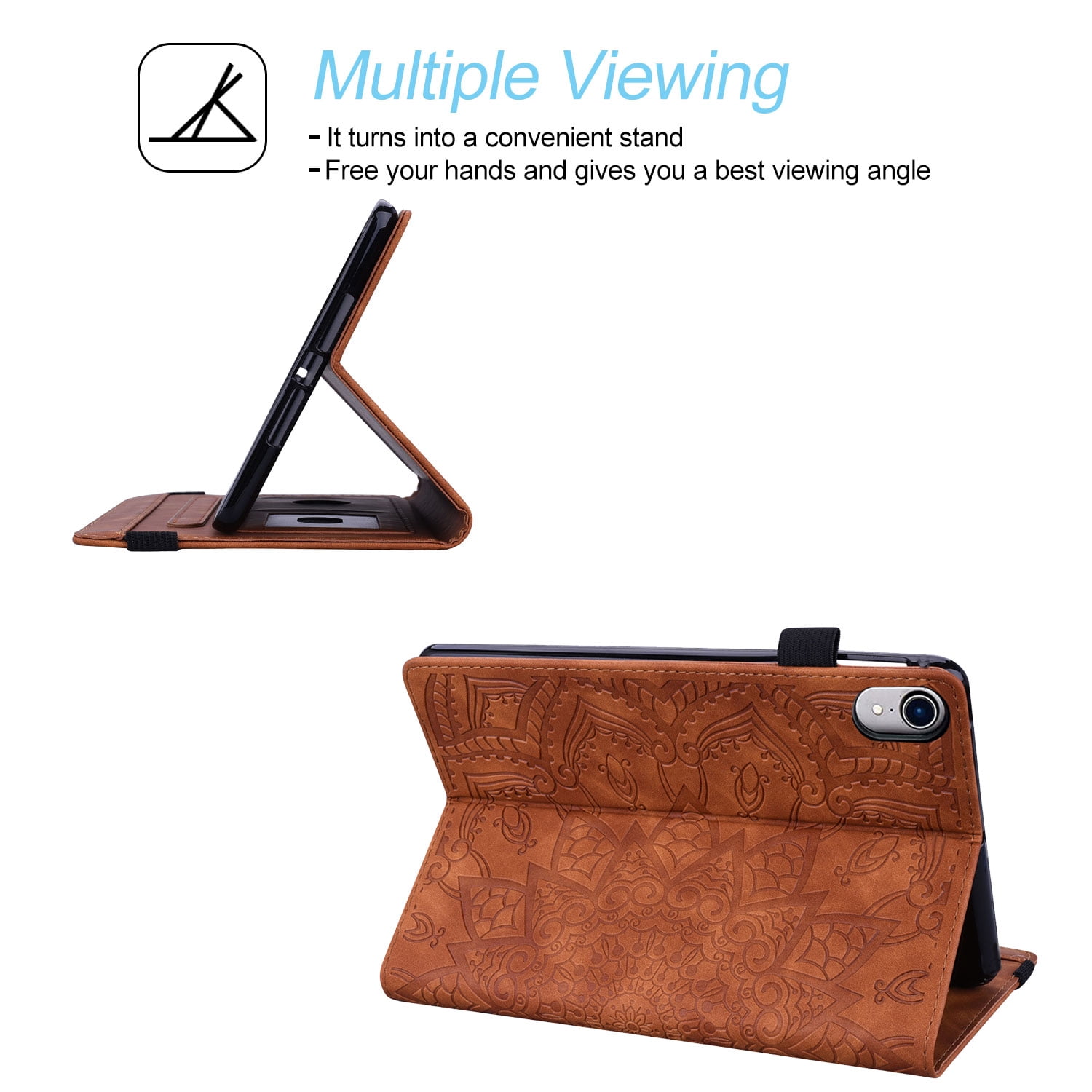 Tarise for Apple iPad 10th Generation Case with Pencil Holder, 2022 iPad 10.9 Inch Case, Embossed PU Leather Shockproof Folio Stand Shell Slim Cover Case for iPad A2757 A2777, Brown