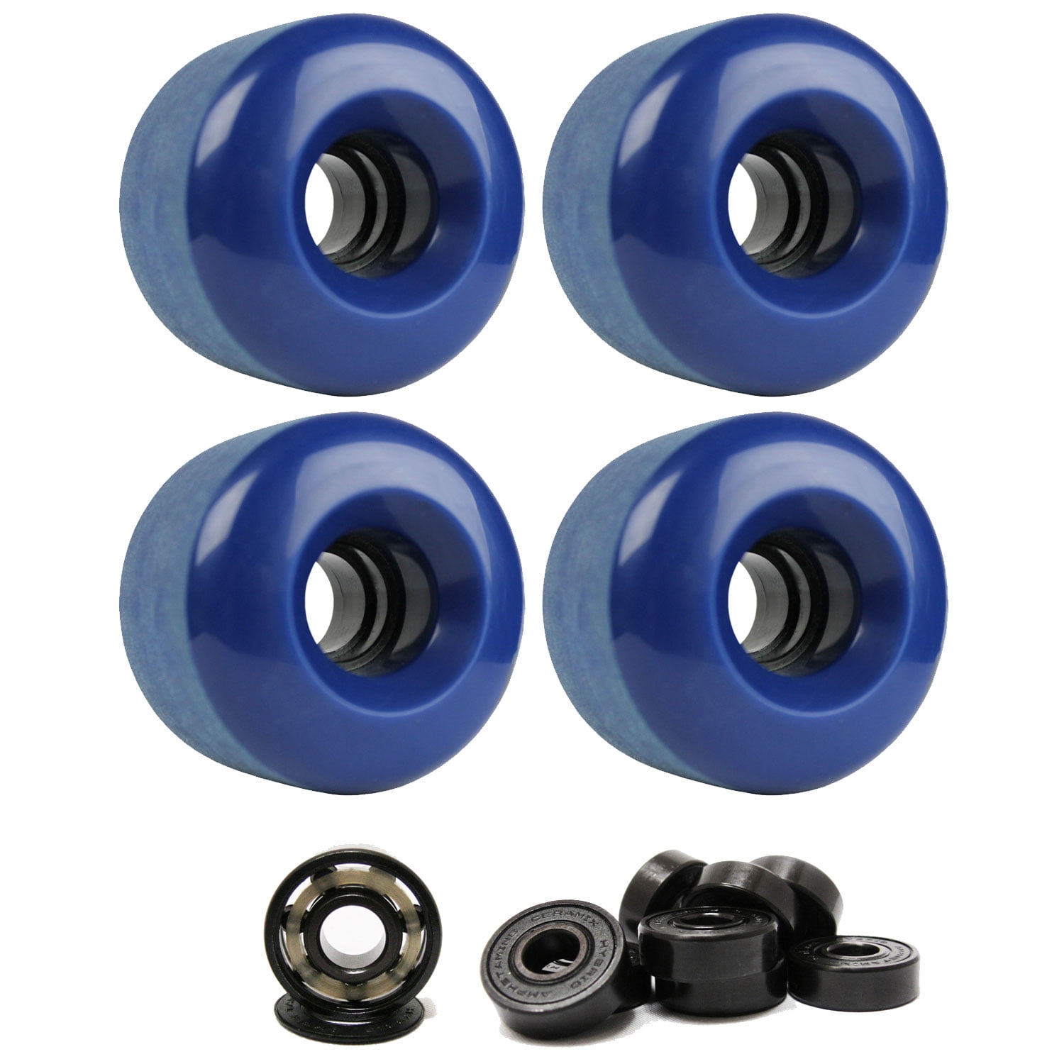 LONGBOARD CRUISER WHEELS 70mm x 46mm 83A 293C Blue CERAMIC BEARINGS