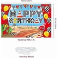 thumbnail image 4 of Racing Car Happy Birthday Backdrop Banner Racing Lane Photography Background for Boy Car Racing Party Decorations Red Black and White Checkered Banner, 4 of 4