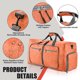 thumbnail image 3 of Bolsa de Viaje Plegable Grande de 65L, Bolsas de Noche con Compartimento para Zapatos, Bolsa de Lona Repelente Al Agua para Acampar, Bolsa Ligera para Gimnasio Weekender (Naranja), 3 of 9