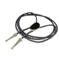 thumbnail image 4 of Daisy Del Sol Onyx Stone Bolo Tie Braided Vegan Faux Leather Silver Tips Handmade Necklace Adjustable Boho Bohemian Western Jewelry, 4 of 7
