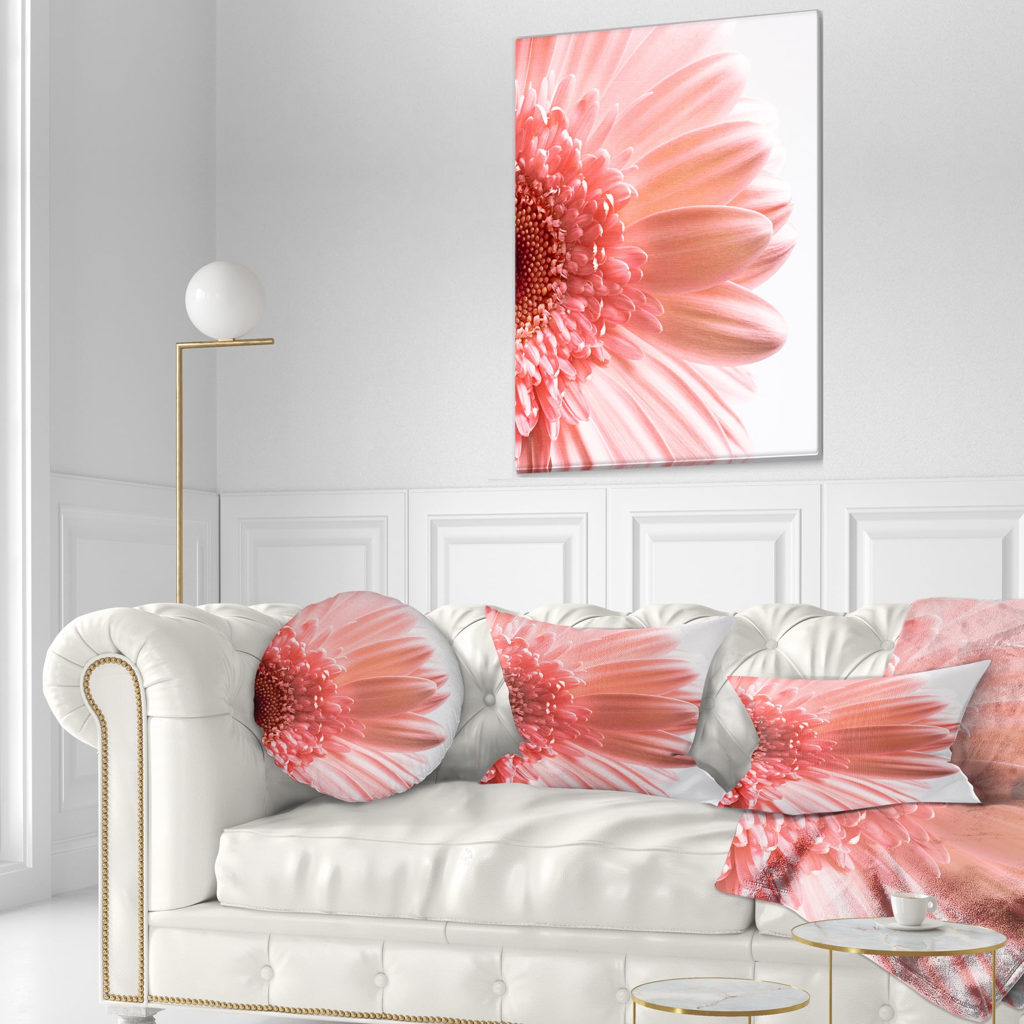 Designart Large Pink Daisy Flower Petals - Floral Throw Pillow - 12x20