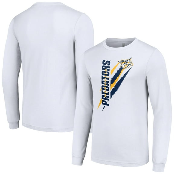 Men's Starter White Nashville Predators Color Scratch Long-Sleeve T-Shirt