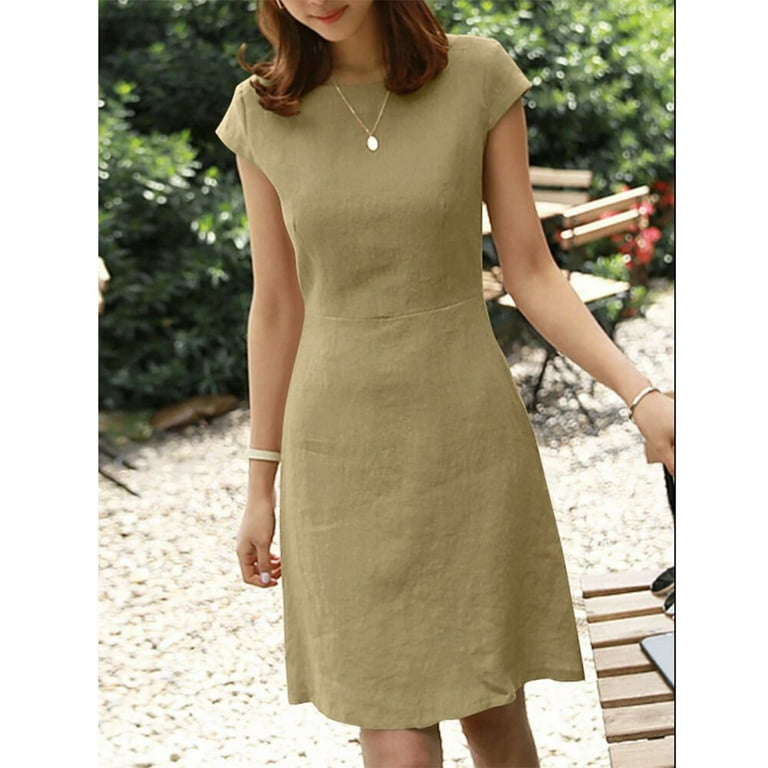 Dresses For Women Sevevn Women's Summer Temperament Solid Color Casual Cool  Gentle Short Dress