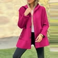 thumbnail image 2 of Womens Zip Up Hoodies Fall Fashion Cozy Track Jackets Sweatshirts Oversized Loose Trendy Long Sleeve Lightweight Jackets with Pockets Tweed Coat Casual Hot Pink XL, 2 of 8