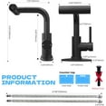 thumbnail image 4 of Matte Black Bathroom Sink Faucet with Pull Down Sprayer - 4 Mode Single Handle Vanity Faucet Waterfall Bathroom Faucet with Pull Down Sprayer (No Drain), 4 of 14
