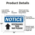 thumbnail image 2 of (2 Pack) Restrooms This Way Please [Up Arrow] OSHA Notice Sign 14 Inch X 10 Inch Indoor / Outdoor Rust-Free Aluminum Metal Signs for Workplace, Workshop, and Construction Site, Made in the USA, 2 of 8