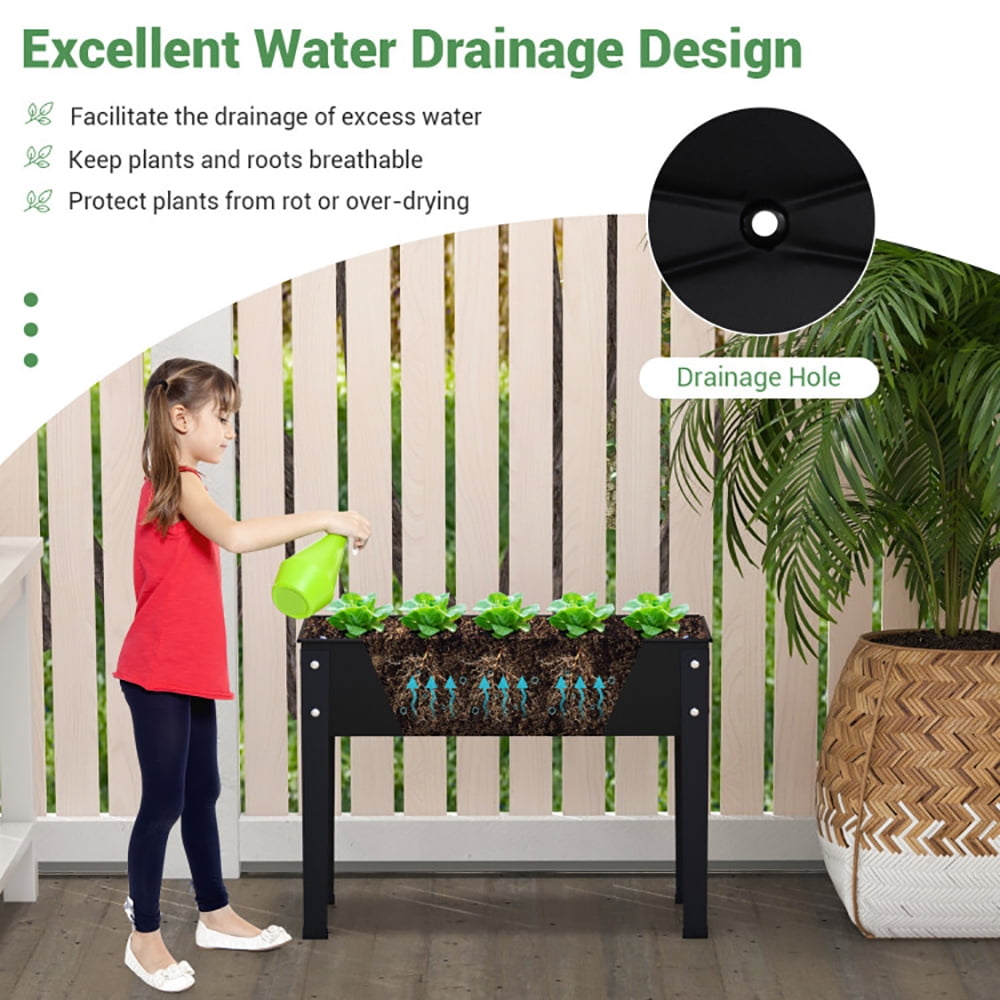 Resenkos Raised Planter Boxes, Large Space Elevated Flower Beds,Metal Raised Garden Bed with Legs and Drainage Hole for Vegetable Flower-24 x 11 x 18 inches