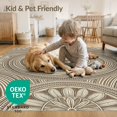 thumbnail image 4 of ODIKA 5'x7' Washable Area Rug Neutral Farmhouse Border Beige That Couch Bohemian Boho Cream Refined Structured for Guest Room, Lounge, Apartment, Non-Slip Low Profile, Stain Resistant, 4 of 7