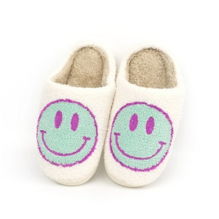

Big Smiley Furry Slippers for Women House Couples Men Fluffy Slides Autumn Warm Plush Bedroom Ladies Cotton Shoes