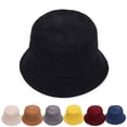 thumbnail image 5 of CoCopeanut Women's autumn Corduroy Bucket Hat Men's Casual Bob Solid Warm Panama Hat Cap 2022 Ladies Wide Brim Sun Fishing Fisherman Hat, 5 of 6