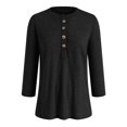 thumbnail image 4 of eczipvz Short Sleeve Shirts for Women 3/4 Sleeve Blouse Summer Tops Dressy Casual Solid Basic Tees(Black,M), 4 of 6