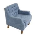 thumbnail image 4 of Upholstered Accent Chair for Living Room, Linen Fabric Sofa Chair with Button Tufted Backrest and Armrest, Comfy Armchair Chair for Bedroom Living Room Office (Blue), 4 of 7