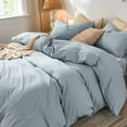 MooMee Bedding Duvet Cover Set 100 Washed Cotton Linen Like Textured