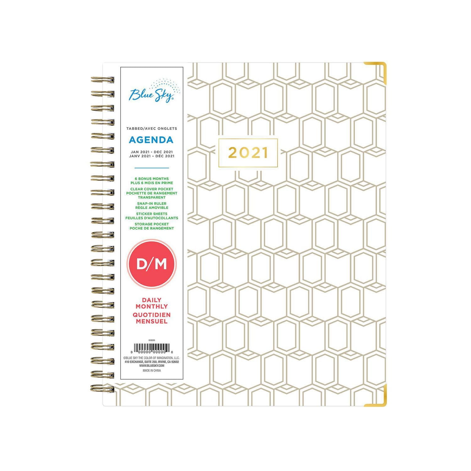 Blue Sky Sheridan Gold Medium Daily/Monthly Planner for 2021