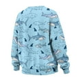 thumbnail image 5 of SCRAWLGOD Shark Print Blue Womens Round Neck Sweatshirts with Pockets Long Sleeve Trendy Pullover Casual Soft Drop Shoulder Loose Fit Tops Fall Clothes, S, 5 of 7