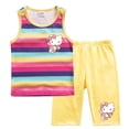 thumbnail image 2 of Ropa para niños de Hello Kitty, nuevo traje con Top de dibujos animados de colores del arcoíris, lindo conjunto informal sin mangas y pantalones cortos de dos piezas para niños, 2 of 4