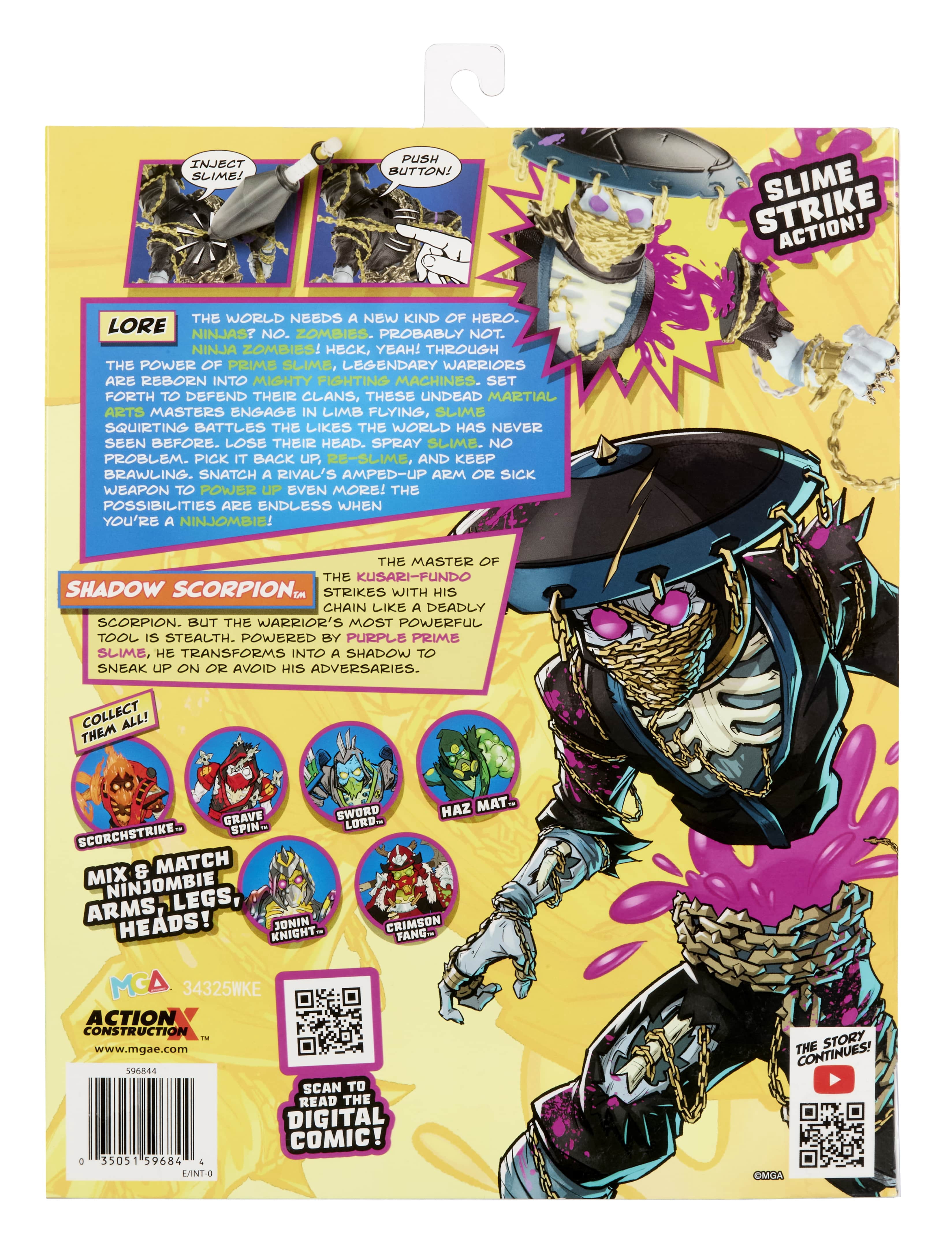 Ninjombie Action Figure - Shadow Scorpion, Boys Action Ninja Zombie Slime Monster Action Figure, Ages 6 +