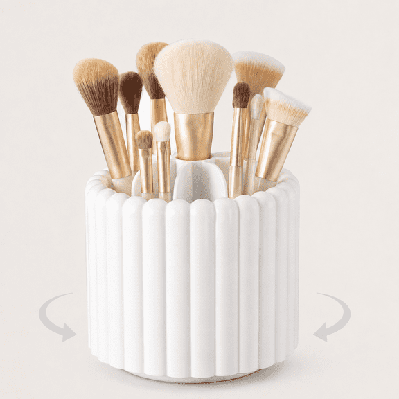 TAVENE 360 Rotating Makeup Brush Holder 7 Slots Make Up Brush Organizer Removable Spinning Cosmetic Brushes