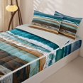 thumbnail image 3 of Castle Fairy Layered Wooden Beach Wave Zipper Queen Comforter Set with Fitted Sheet and 2 Pillowcases,Seashell Rustic Coastal Landscape Zipper Bedding Set,Teal Sand,Grey Reversible,4 Pieces, 3 of 6