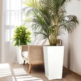 thumbnail image 3 of Self Watering Tall Planters Set of 2, Modern Plant Pots with Drainage Holes and Water Level Monitor, Indoor Outdoor Use, Black or White, 16 to 23 Inch Height, 3 of 8